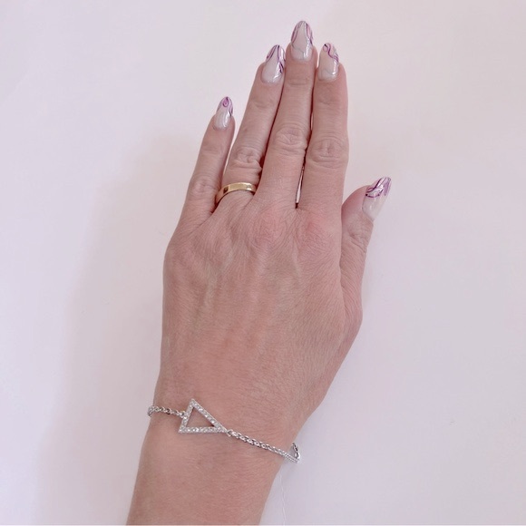 NWT Juicy Couture Pave Crystal Open Triangle Silver Tone Bracelet - Picture 6 of 15